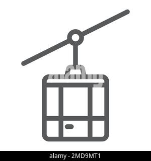 Funicular line icon, travel and tourism, cableway cabin sign vector graphics, a linear pattern on a white background, eps 10. Stock Vector