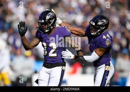 Baltimore Ravens defensive back DeShon Elliott (32) during an NFL football  game against the Las Vegas Raiders, Monday, Sept. 13, 2021, in Las Vegas.  (AP Photo/Rick Scuteri Stock Photo - Alamy