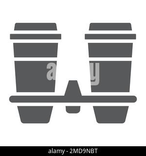 Take away coffee cups glyph icon, coffee and cafe, coffee holder sign vector graphics, a solid pattern on a white background, eps 10. Stock Vector