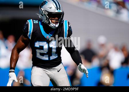 December 18, 2022: Carolina Panthers safety Jeremy Chinn (21) takes the  field for the NFL matchup against the Pittsburgh Steelers in Charlotte, NC.  (Scott Kinser/Cal Sport Media/Sipa USA)(Credit Image: © Scott Kinser/Cal