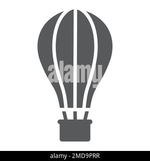 Hot Air Ballon glyph icon, travel and tourism, airship sign vector graphics, a linear pattern on a white background, eps 10. Stock Vector