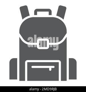 School bag glyph icon, school and education, backpack sign vector graphics, a solid pattern on a white background, eps 10. Stock Vector