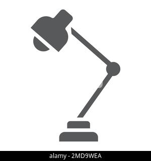 Reading lamp glyph icon, school and education, table light lamp sign vector graphics, a solid pattern on a white background, eps 10. Stock Vector