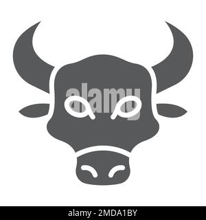 Bull glyph icon, animal and zoo, cow sign vector graphics, a solid pattern on a white background, eps 10. Stock Vector