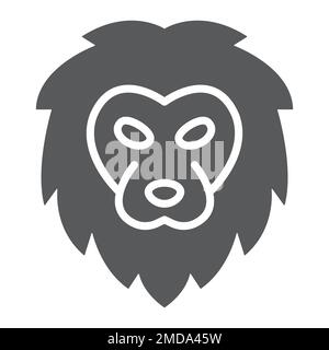 Lion glyph icon, animal and zoo, mascot sign vector graphics, a solid pattern on a white background, eps 10. Stock Vector