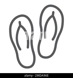 Flip flops line icon, travel and tourism, beach slippers sign vector graphics, a linear pattern on a white background, eps 10. Stock Vector