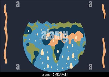 illustration of poster with world map of planet earth with rain made to illustrate world water day Stock Vector