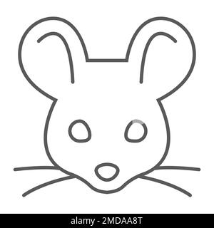 Mouse thin line icon, animal and zoo, rat sign vector graphics, a linear pattern on a white background, eps 10. Stock Vector