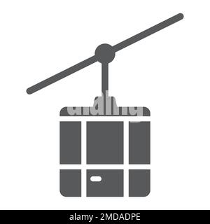 Funicular glyph icon, travel and tourism, cableway cabin sign vector graphics, a solid pattern on a white background, eps 10. Stock Vector