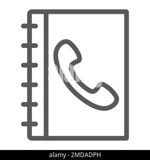 Phone book line icon, contact and telephone, adress book sign, vector graphics, a linear pattern on a white background, eps 10. Stock Vector