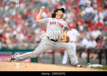 Boston Red Sox relief pitcher Hirokazu Sawamura of Japan has his