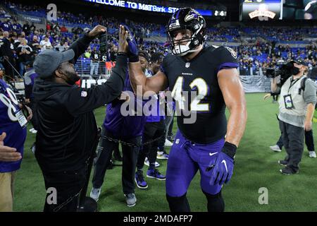 Baltimore Ravens fullback Patrick Ricard (42) in action during the second  half of an NFL football game against the Denver Broncos, Sunday, Dec. 4,  2022, in Baltimore. (AP Photo/Nick Wass Stock Photo - Alamy