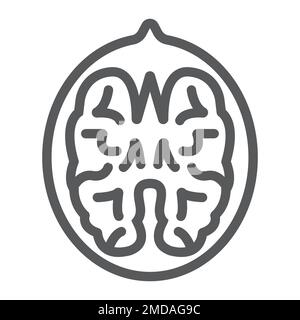 Walnut line icon, vegetable and nut, vegetarian sign, vector graphics, a linear pattern on a white background, eps 10. Stock Vector