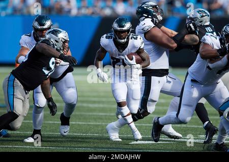 Carolina Panthers running back Miles Sanders runs through drills at the NFL  football team's training camp on Saturday, July 29, 2023, in Spartanburg,  S.C. (AP Photo/Jacob Kupferman Stock Photo - Alamy