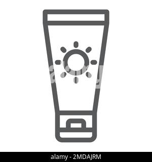 Sun Cream line icon, travel and tourism, sunscreen sign vector graphics, a linear pattern on a white background, eps 10. Stock Vector
