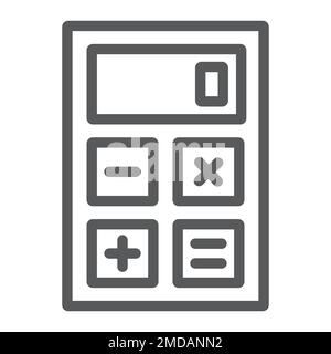 Calculator line icon, office and work, electronic sign, vector graphics, a linear pattern on a white background, eps 10. Stock Vector