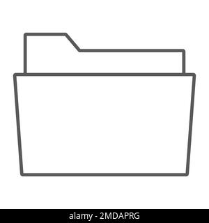 Folder thin line icon, office and work, file sign, vector graphics, a linear pattern on a white background, eps 10. Stock Vector