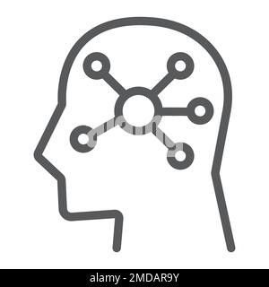 Mind Map line icon, data and analytics, person sign, vector graphics, a linear pattern on a white background, eps 10. Stock Vector