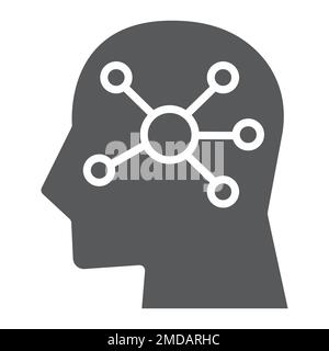 Mind Map glyph icon, data and analytics, person sign, vector graphics, a solid pattern on a white background, eps 10. Stock Vector