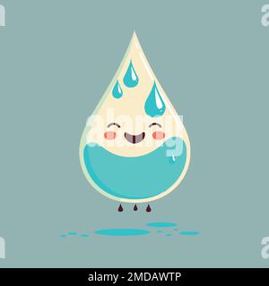 illustration of character in the shape of a nice water drop smiling made to illustrate world water day Stock Vector