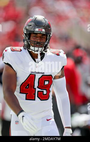 Tampa Bay Buccaneers linebacker Cam Gill (49) runs onto the field during a  NFL football game against the Buffalo Bills, Sunday, Dec.12, 2021 in Tampa,  Fla. (AP Photo/Alex Menendez Stock Photo - Alamy