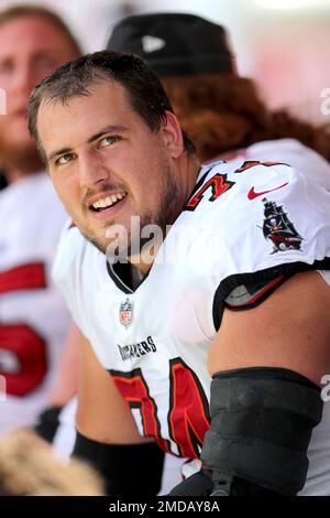 NEW ORLEANS, LA - OCTOBER 31: Tampa Bay Buccaneers guard Ali Marpet (74)  warms up before the football game between the Tampa Bay Buccaneers and New  Orleans Saints at Caesar's Superdome on