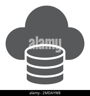 Cloud computing glyph icon, data and analytics, network sign, vector graphics, a solid pattern on a white background, eps 10. Stock Vector