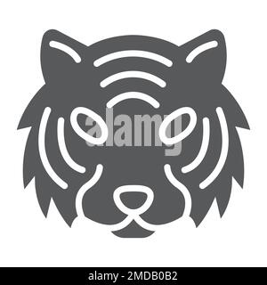 Tiger glyph icon, animal and zoo, cat sign vector graphics, a solid pattern on a white background, eps 10. Stock Vector