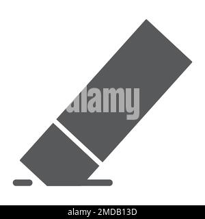 Eraser glyph icon, tools and design, rubber sign, vector graphics, a solid pattern on a white background, eps 10. Stock Vector