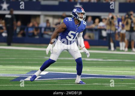 New York Giants linebacker Azeez Ojulari (51) reacts against the Washington  Commanders during an NFL football game Sunday, Dec. 4, 2022, in East  Rutherford, N.J. (AP Photo/Adam Hunger Stock Photo - Alamy