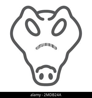 Crocodile line icon, animal and zoo, reptile sign vector graphics, a linear pattern on a white background, eps 10. Stock Vector