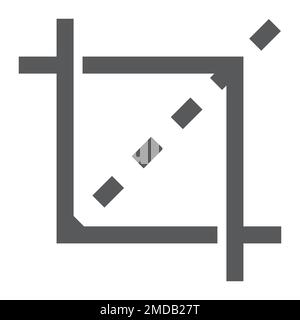 Crop tool glyph icon, tools and design, cut sign, vector graphics, a solid pattern on a white background, eps 10. Stock Vector