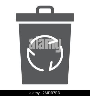Recycle bin glyph icon, ecology and energy, trash sign, vector graphics, a solid pattern on a white background, eps 10. Stock Vector