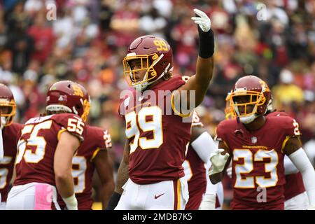 Nov 14, 2021; Landover, MD USA; Washington Football Team defensive end Chase  Young (99) during an NFL game at FedEx Field. The Washington Football Team  beat the Buccaneers 29-19. (Steve Jacobson/Image of