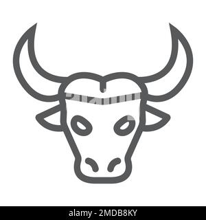 Buffalo line icon, animal and zoo, cattle sign vector graphics, a linear pattern on a white background, eps 10. Stock Vector