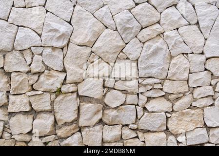 Stone fence wall texture, panoramic garden stonewall, limestone dolomite white slate slab rock texture Stock Photo