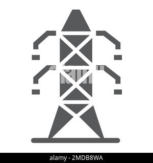 Electric tower glyph icon, ecology and energy, electricity sign, vector graphics, a solid pattern on a white background, eps 10. Stock Vector