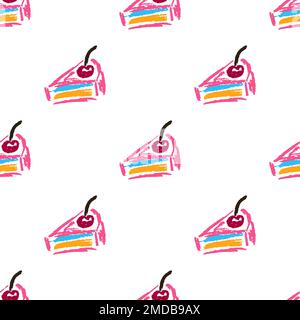 Festive seamless pattern. Birthday, holiday. Children's drawings with wax crayons. Print Stock Vector