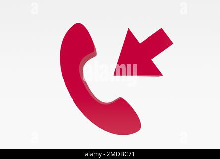Incoming call icon on white background. Phone handset with arrow symbol ...