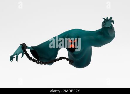 ghost 3d illustration minimal rendering on white background. Stock Photo