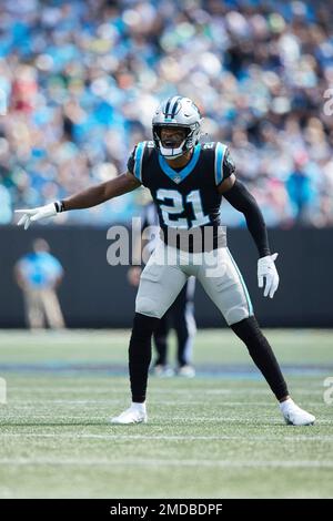 Carolina Panthers wide receiver Shi Smith (12) reacts after a first down  during an NFL football game against the New Orleans Saints, Sunday, Sept.  25, 2022, in Charlotte, N.C. (AP Photo/Jacob Kupferman