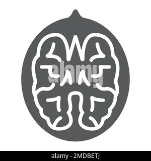 Walnut glyph icon, vegetable and nut, vegetarian sign, vector graphics, a solid pattern on a white background, eps 10. Stock Vector
