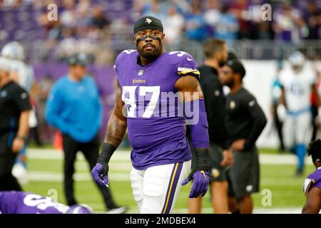 Minnesota Vikings outside linebacker Anthony Barr (55) during the first  half of an NFL football game against the Detroit Lions, Sunday, Oct. 10,  2021 in Minneapolis. Minnesota won 19-17. (AP Photo/Stacy Bengs