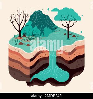 illustration of nature displaying aquifer water made to illustrate world water day Stock Vector