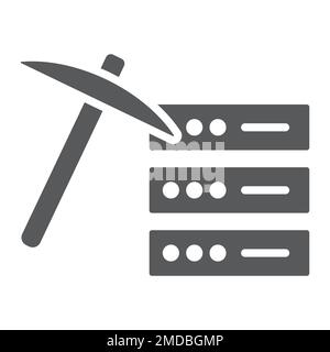 Data mining glyph icon, data and analytics, mining pick sign, vector graphics, a solid pattern on a white background, eps 10. Stock Vector
