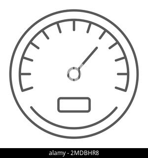 Speedometer thin line icon, data and analytics, velocity sign, vector graphics, a linear pattern on a white background, eps 10. Stock Vector