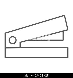 Staple thin line icon, office and work, stapler sign, vector graphics, a linear pattern on a white background, eps 10. Stock Vector