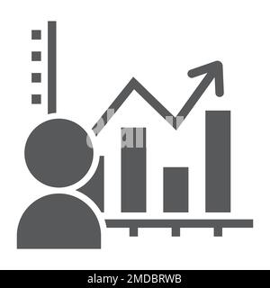 User analysis glyph icon, data and analytics, graph sign, vector graphics, a solid pattern on a white background, eps 10. Stock Vector