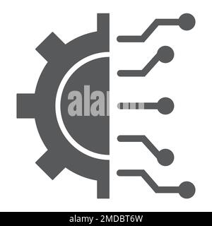 Business Intelligence glyph icon, data and analytics, cogwheel sign, vector graphics, a solid pattern on a white background, eps 10. Stock Vector