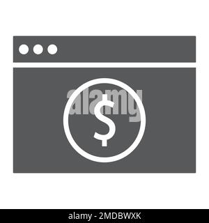 Online banking glyph icon, finance and banking, payment sign, vector graphics, a solid pattern on a white background, eps 10. Stock Vector